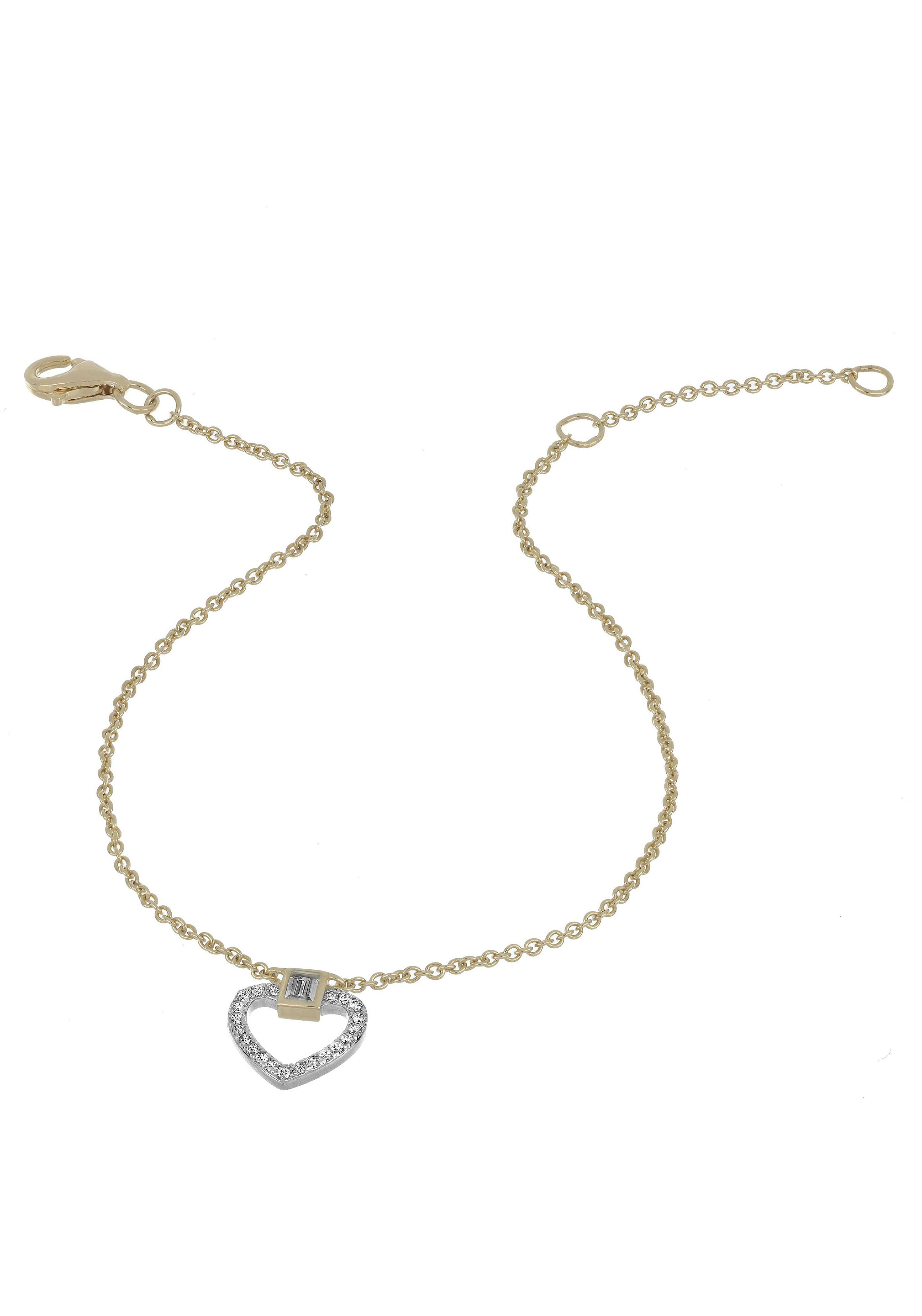 Bild von Firetti Armband »Schmuck Geschenk Silber 925 Armschmuck Armkette Ankerkette Herz«, mit Glasstein, Zirkonia (synth.)