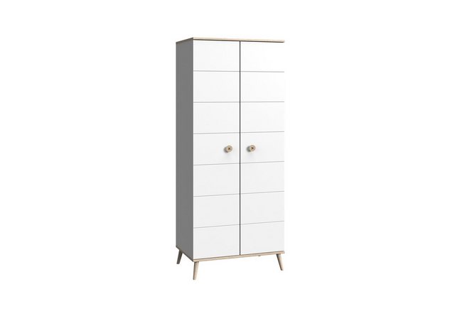 Bild von möbelando Kleiderschrank >Billund< in weiß/Eiche Sägerau - 83x202x55cm (BxHxT)