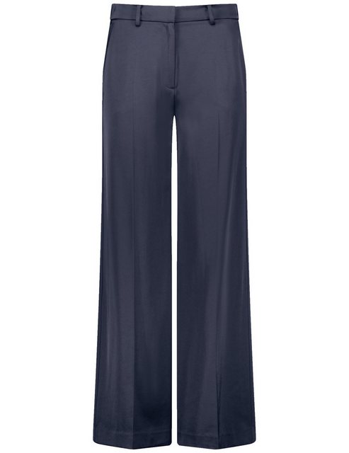 Bild von GERRY WEBER Damen Weite Hose aus fließendem Satin Viskose Mittlere Leibhöhe Blau, 44