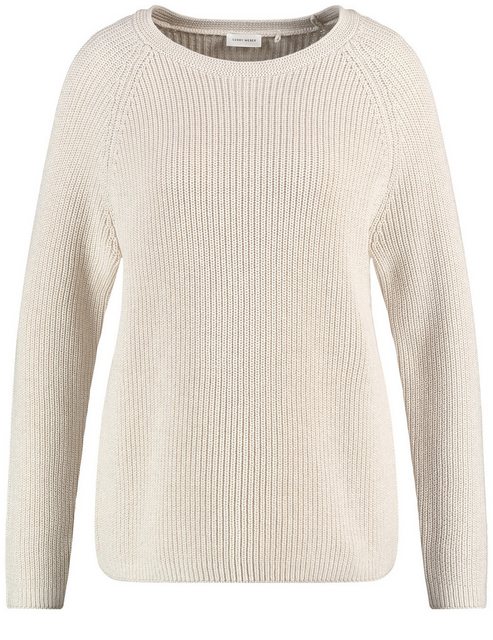 Bild von GERRY WEBER Damen Nachhaltiger Strickpullover Langarm|Raglanarm Baumwolle, Beige, 46