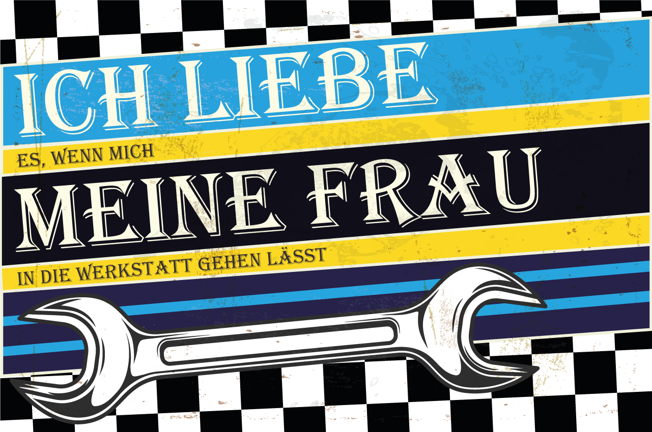 Bild von queence Alu-Dibond-Druck »Ich liebe meine Frau«, Sprüche-Sprüche & Texte, Werkstatt Schild, Schraubenschlüssel