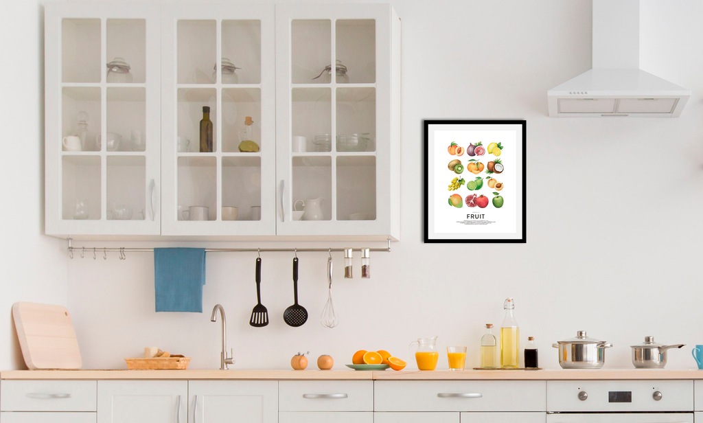 Bild von queence Bild »Obstsalat«, (1 St.), HD Premium Poster-Druck inkl. Holzrahmen