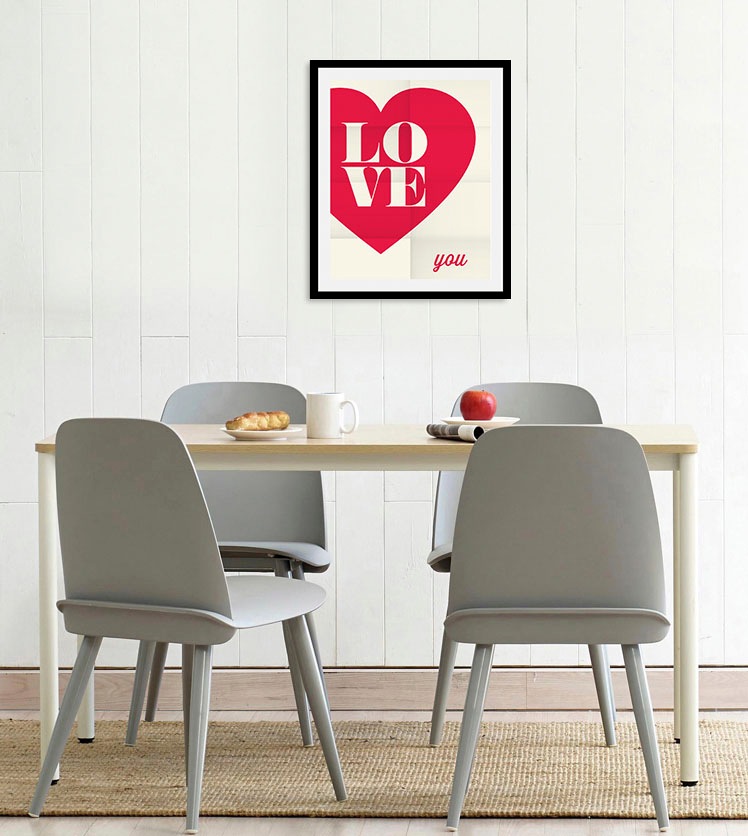 Bild von queence Bild »Liebe«, Schriftzug-Liebessprüche-Herz-Herzbilder, (1 St.), HD Premium Poster-Druck inkl. Holzrahmen