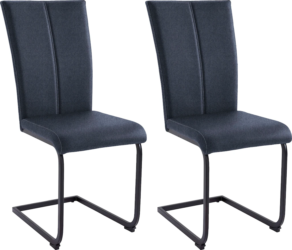 Bild von Home affaire Freischwinger "Nils", (Set), 2 St., Strukturstoff-Feinstruktur, Stuhl belastbar bis 120 Kg, Gestell Metall im Chrom-Look oder Schwarz