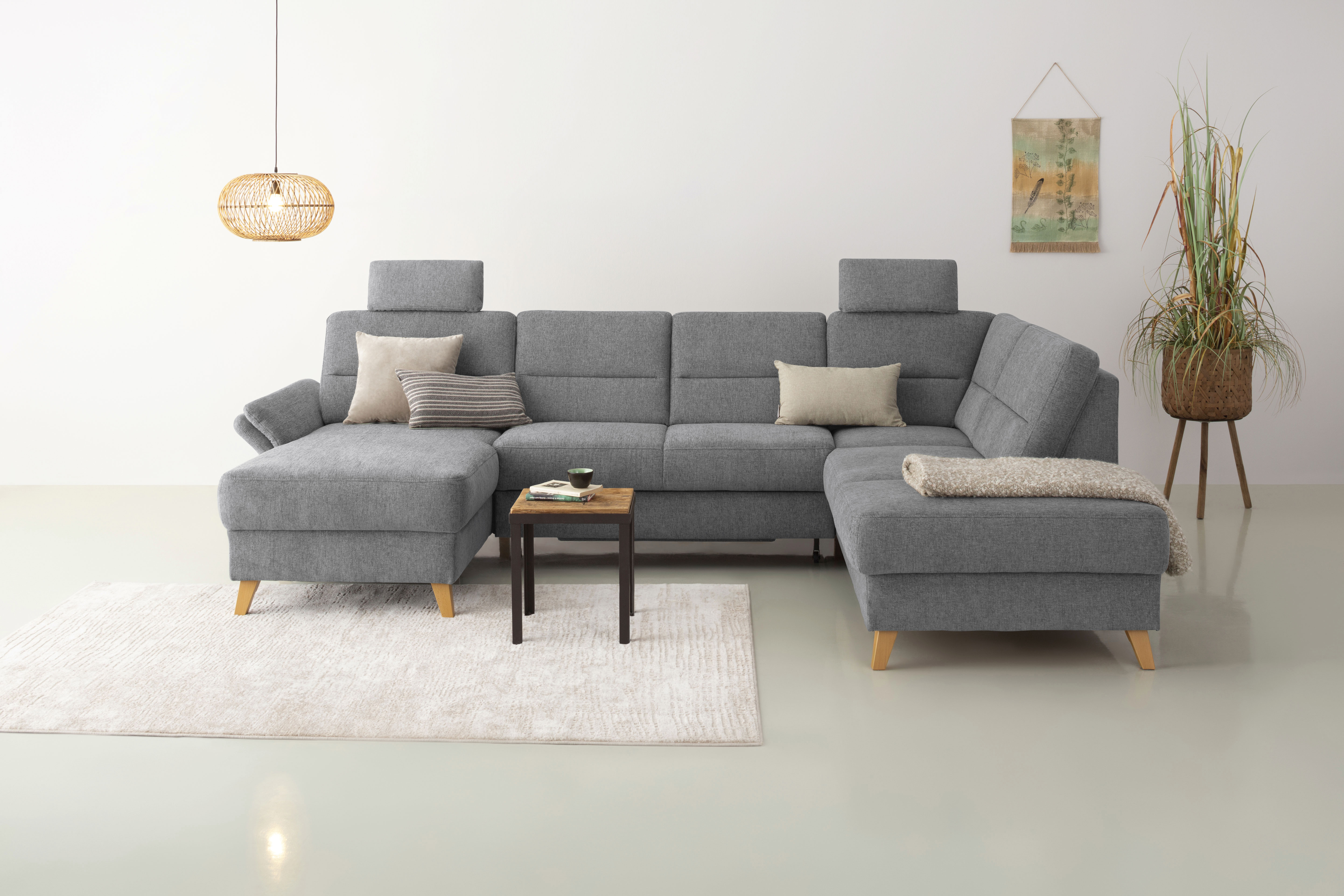 Bild von Home affaire Wohnlandschaft "Westerland U-Form", Federkern, wahlweise Bettfunktion, Stauraum und Armlehn-Verstellung