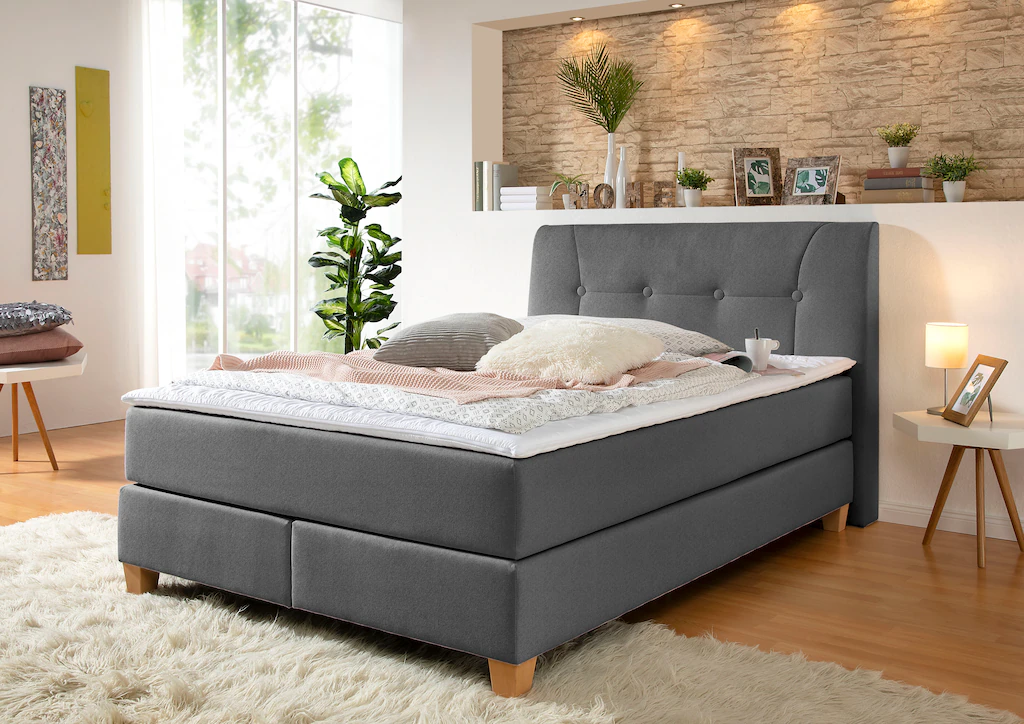 Bild von Home affaire Boxspringbett "Calloway", inkl. Topper, XXL-Ausführung, in 4 Farben, 5 Breiten, 3 Matratzenarten