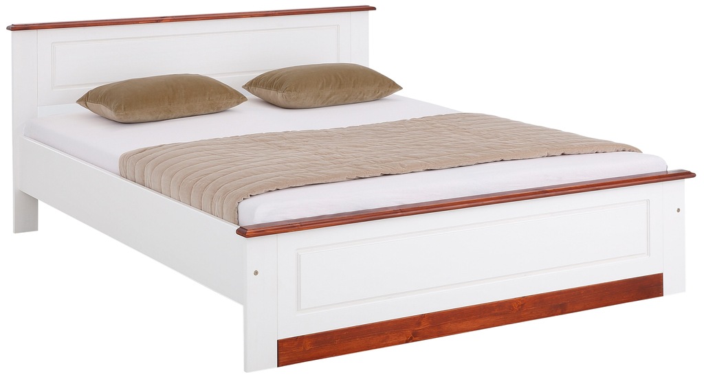 Bild von Home affaire Massivholzbett Madrid, Landhausstil, hohe Belastbarkeit! (Breite/Belastbarkeit 180cm/220 KG, 160cm/200 KG, 90cm/=120 KG), aus FSC®-zertifizierter Kiefer, INKLUSIVE Rollrost, Kassettenoptik