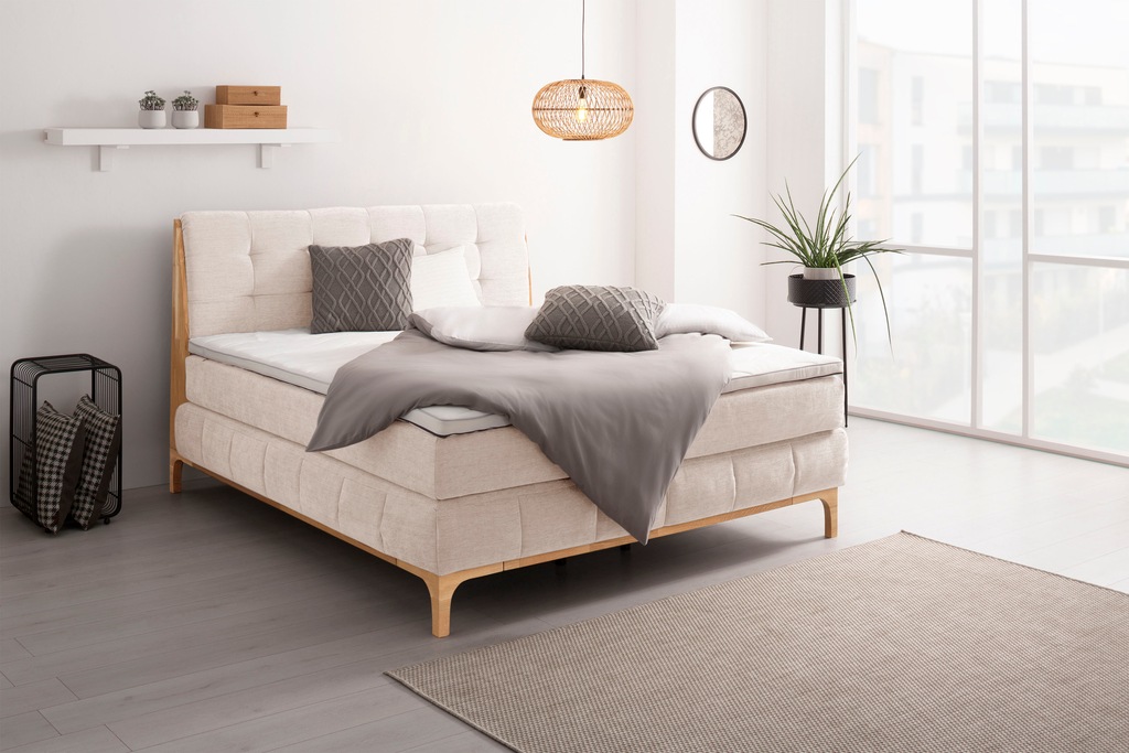 Bild von OTTO products Boxspringbett "Jelle", (5 St.), zertifizierte, recycelte Bezugsstoffe, verschiedene Ausführungen