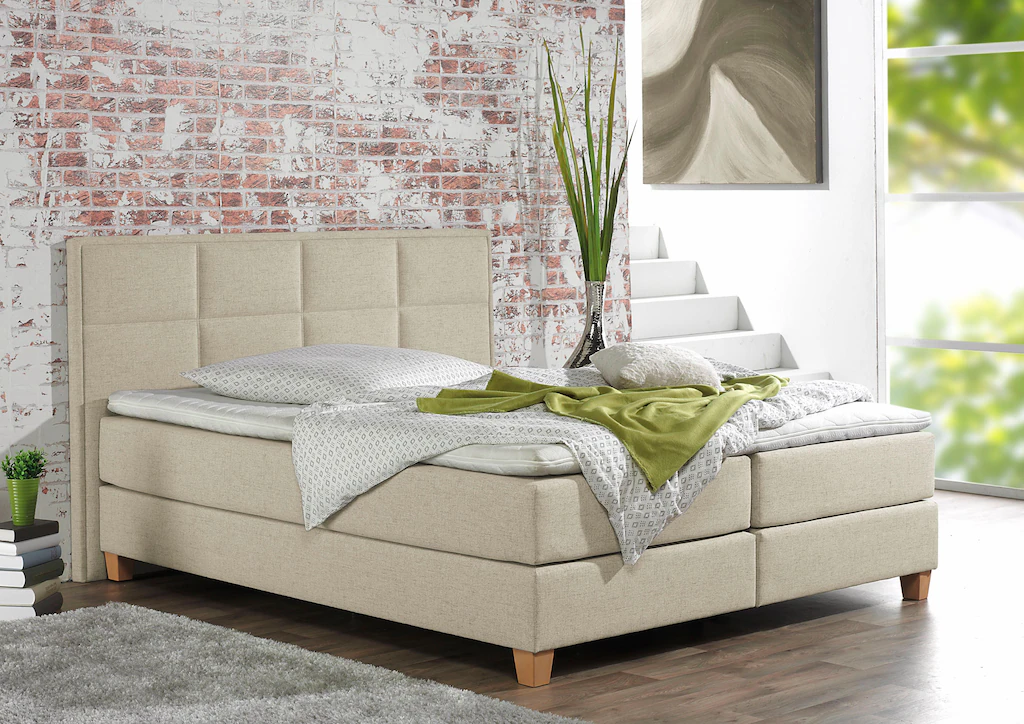 Bild von Home affaire Boxspringbett "Casey", in 5 Breiten, 3 Ausführungen, 2 Härtegraden, Steppung, Topper