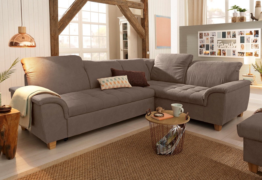 Bild von Home affaire Ecksofa "Lyla L-Form", wahlweise mit Rückenfunktion und Bettfunktion