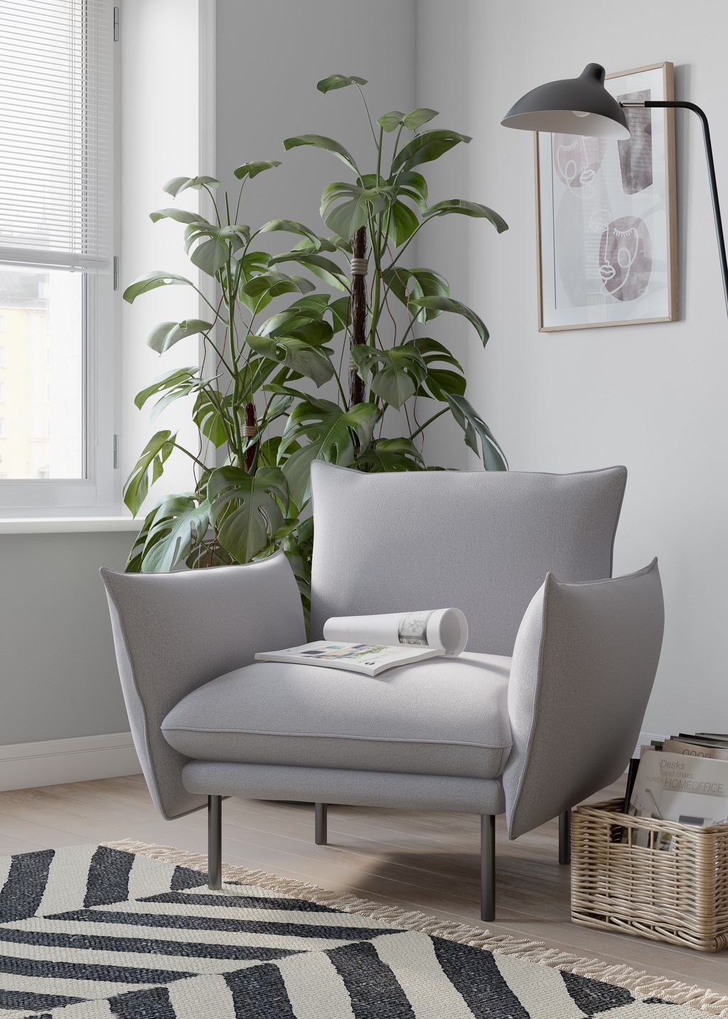 Bild von andas Sessel "Stine Cocktailsessel", Besonderes Design durch Kissenoptik und Keder, by Morten Georgsen