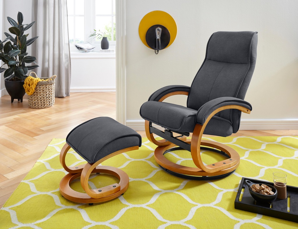 Bild von INOSIGN Relaxsessel "Lille, TV-Sessel, Sessel mit Hocker, Wohnzimmer,", Schlaffunktion, Luxus-Microfaser Bezug und Holzgestell, Sitzhöhe 46 cm
