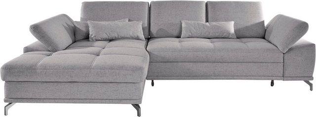 Bild von Places of Style Ecksofa Costello L-Form, mit Sitztiefenverstellung, Armteilverstellung und, 3 Nierenkissen, optional Bettfunktion und Bettkasten