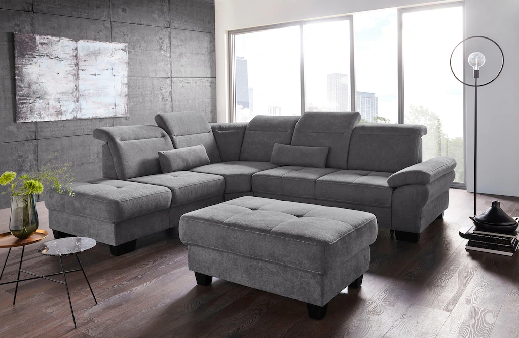 Bild von Places of Style Ecksofa "Cornwall L-Form", incl. Sitztiefenverstellung, mit Bettfunktion und Kopfteilverstellung
