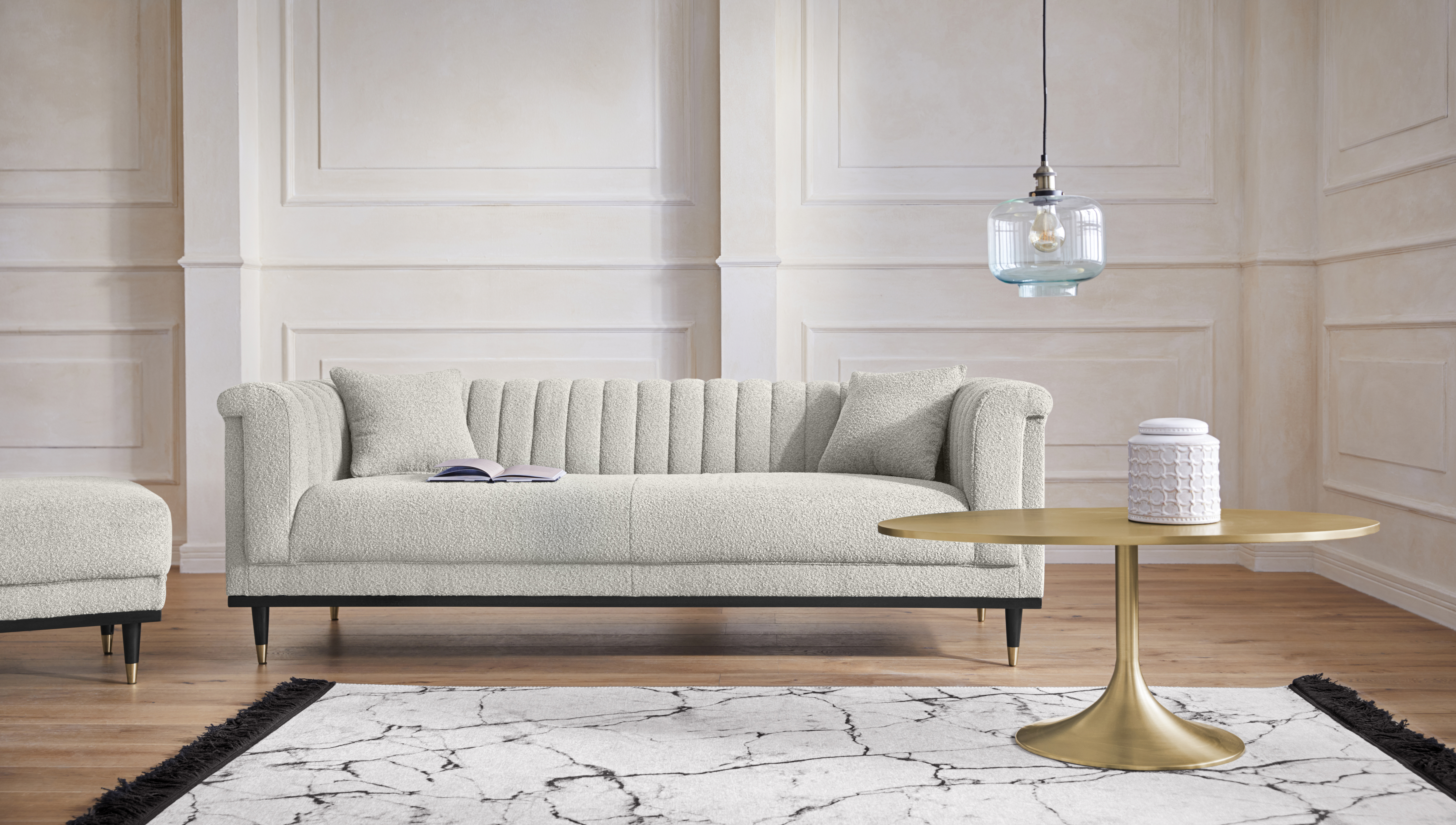 Bild von Guido Maria Kretschmer Home&Living 3-Sitzer "Chamby New", im Bouclé-Strukturbezug mit Steppung im Lehnenbereich