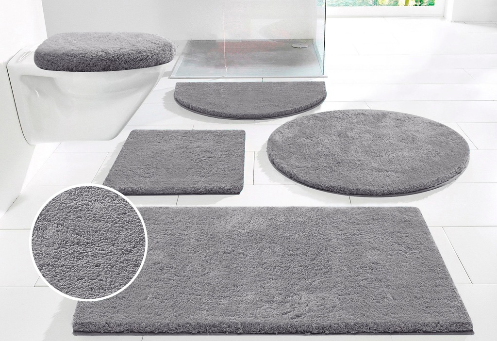 Bild von Guido Maria Kretschmer Home&Living Badematte Jari, Höhe 30 mm, rutschhemmend beschichtet, fußbodenheizungsgeeignet, schnell trocknend, strapazierfähig, Kunstfaser, halbrund, Badematten, Uni-Farben, Badteppich, auch als 2 teiliges Set & rund