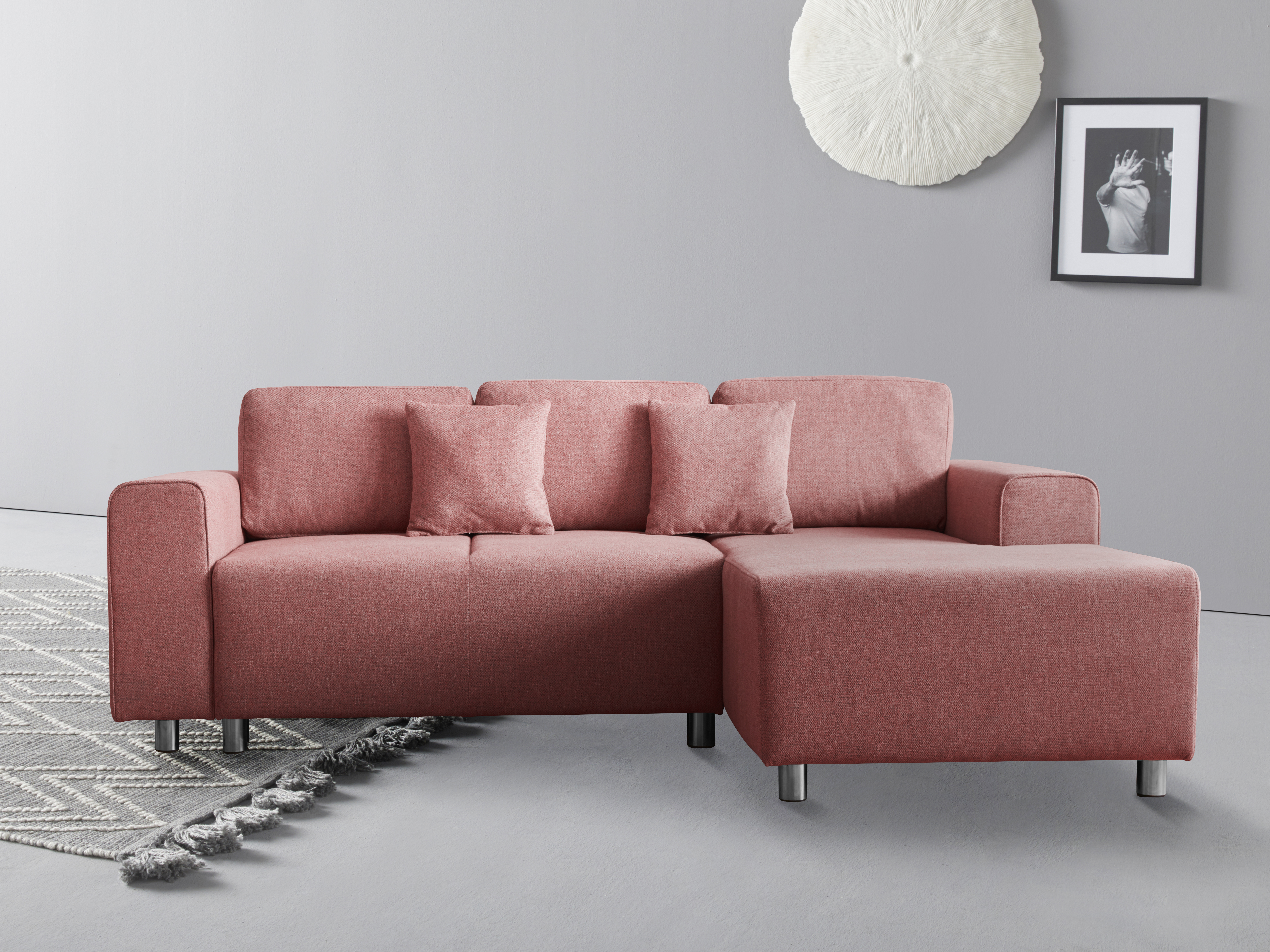 Bild von Guido Maria Kretschmer Home&Living Ecksofa "Györ", L-Form, wahlweise mit Bettfunktion und Bettkasten incl. 2 Zierkissen