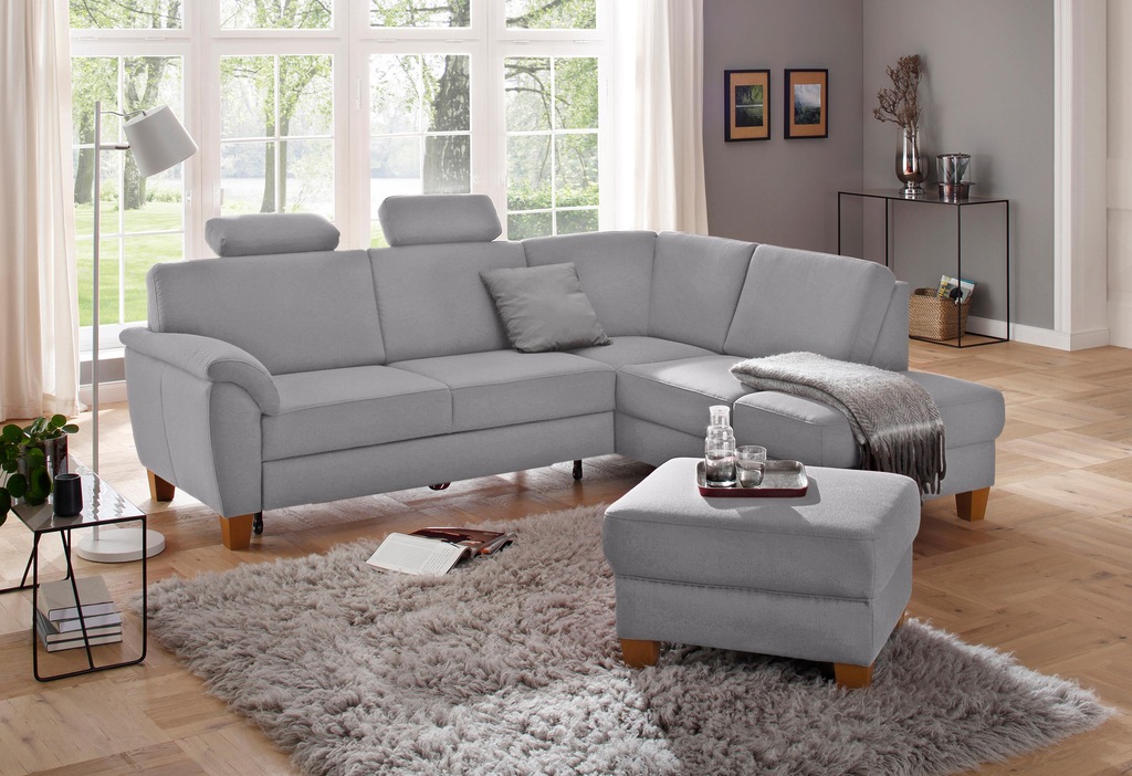 Bild von Home affaire Ecksofa "Alta L-Form", mit Federkern und Kontrastnaht, Füße Buche eichefarben