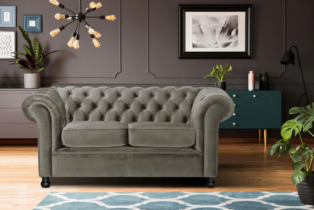 Bild von Home affaire Chesterfield-Sofa "Chesterfield Home 2-Sitzer", mit edler Knopfheftung und typischen Armlehnen