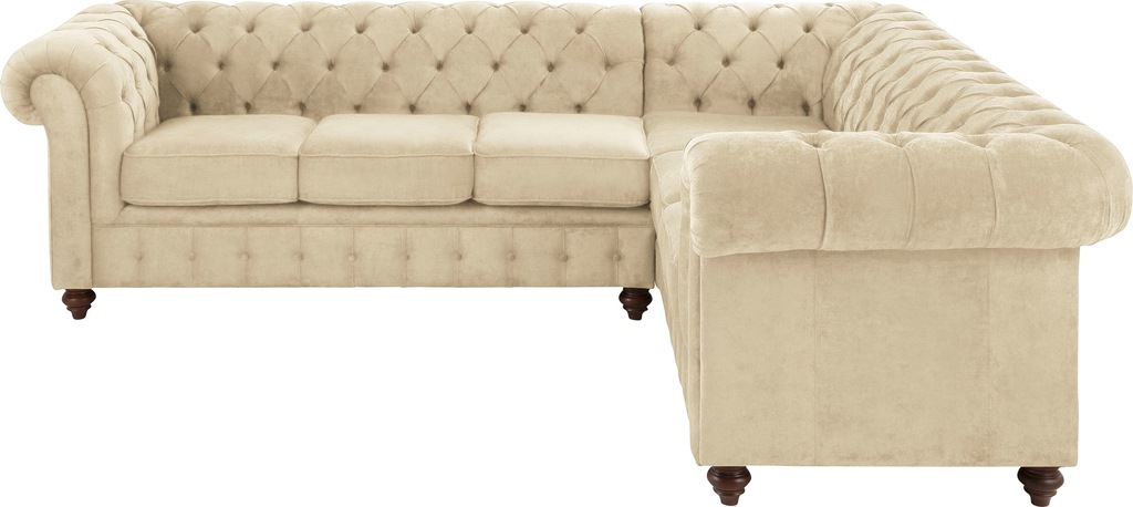 Bild von Home affaire Chesterfield-Sofa "Duc Ecksofa L-Form", hochwertige Knopfheftung im Rücken, Samtoptik mit changierender Optik