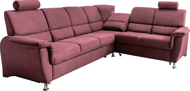 Bild von Home affaire Ecksofa "Pisa L-Form, mit Schlaffunktion, Stauraum, 2x höhenverstellbare", Kopfstützen und Relaxfunktion im Eckelement