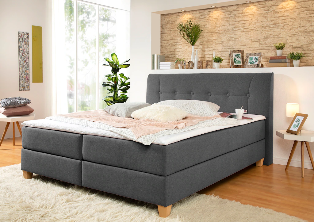 Bild von Home affaire Boxspringbett "Calloway", inkl. Topper, XXL-Ausführung, in 4 Farben, 5 Breiten, 3 Matratzenarten