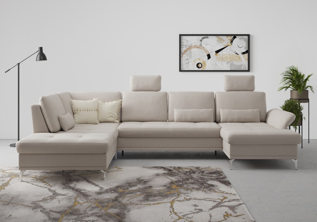 Bild von INOSIGN Wohnlandschaft "Palm Beach U-Form", Federkern, mit Sitztiefenverstellung, wahlweise mit Bettfunktion