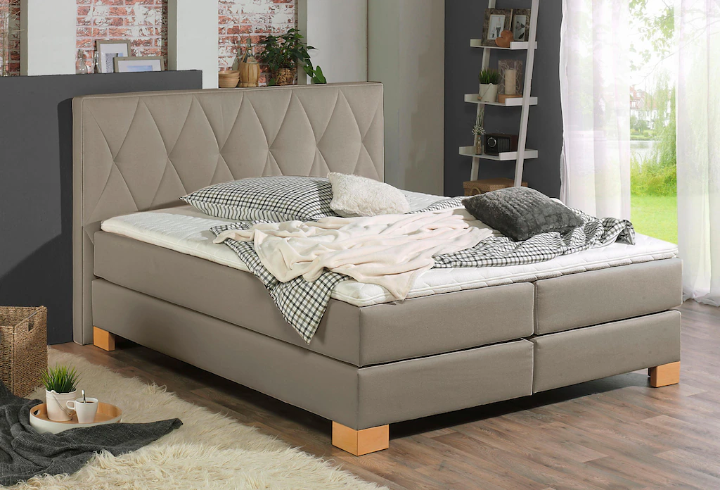 Bild von Home affaire Boxspringbett "Merino", incl. Kaltschaumtopper, 5, Breiten, 2 Härtegrade, 3 Ausführungen