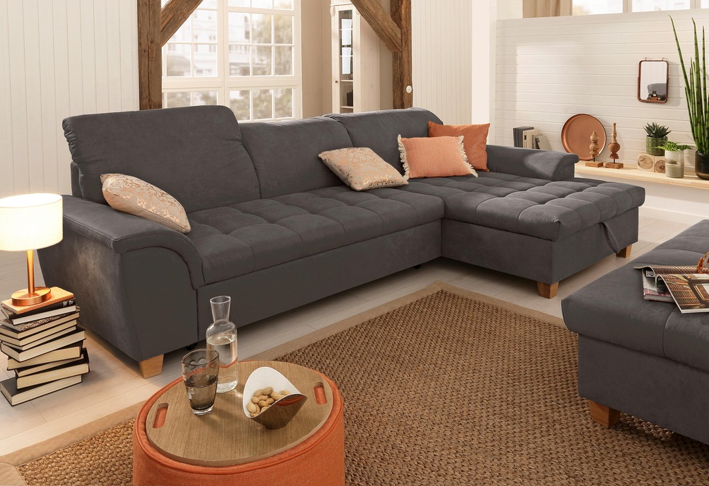 Bild von Home affaire Ecksofa "Lyla L-Form", mit Recamiere, wahlweise mit Rückenfunktion und zusätzlich mit Bett