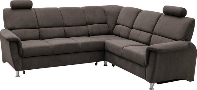 Bild von Home affaire Ecksofa "Pisa L-Form, mit Schlaffunktion, Stauraum, 2x höhenverstellbare", Kopfstützen und Relaxfunktion im Eckelement
