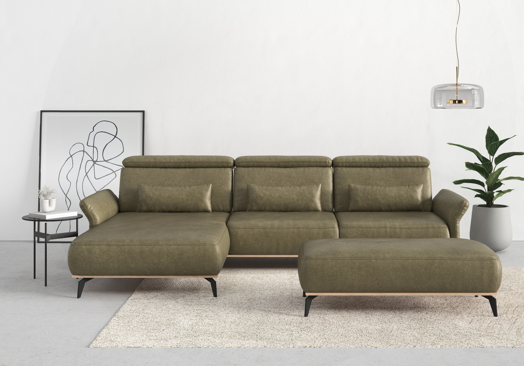 Bild von Places of Style Ecksofa "Fjord L-Form", massiv, wahlweise mit Armlehnfunktion, Kopf- Sitztiefenverstellung