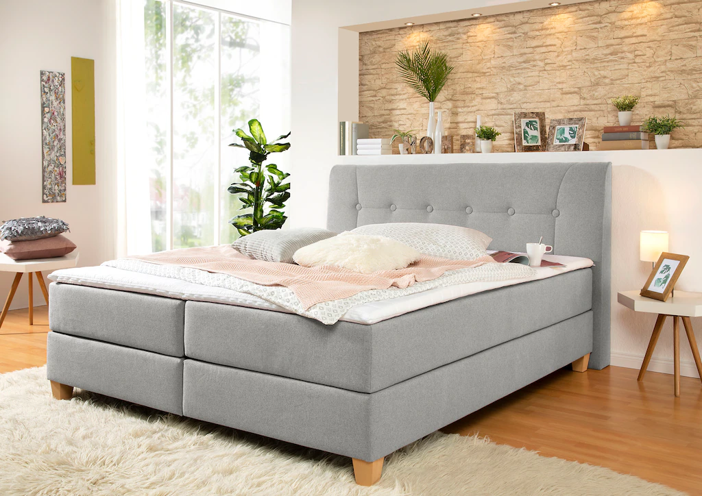 Bild von Home affaire Boxspringbett "Calloway", inkl. Topper, XXL-Ausführung, in 4 Farben, 5 Breiten, 3 Matratzenarten