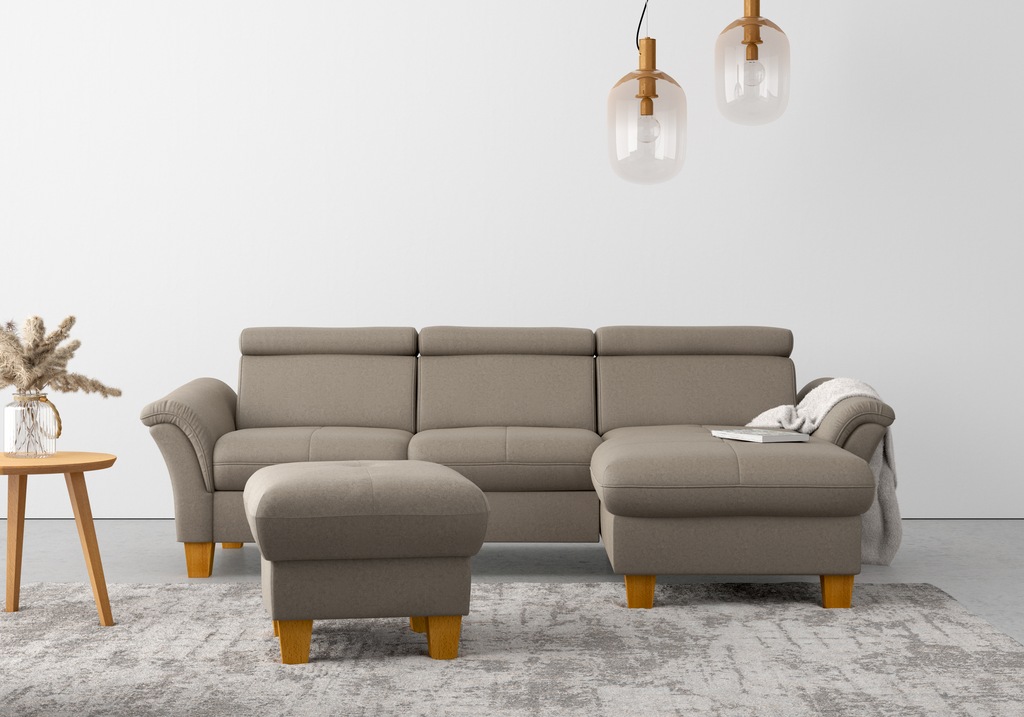Bild von Home affaire Ecksofa "Lindgren L-Form", wahlweise mit Bett mit klappbaren Rollen, Kasten und Kopfverstellung