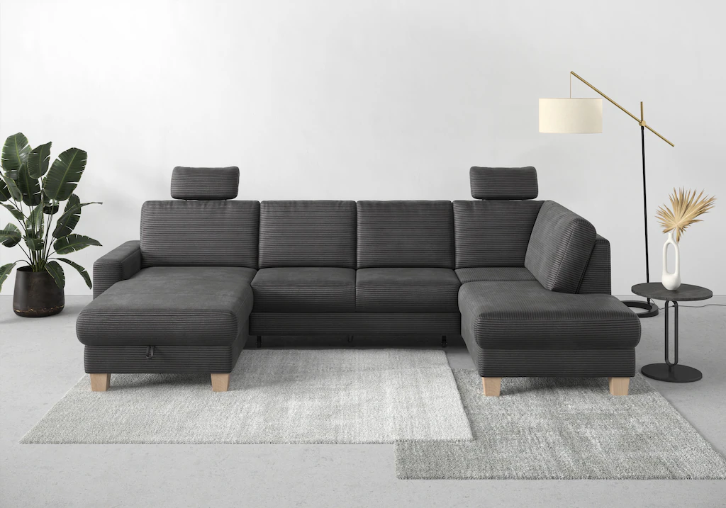 Bild von Home affaire Wohnlandschaft "Summer U-Form", mit oder ohne Bettfunktion und Bettkasten, Cord-Bezug