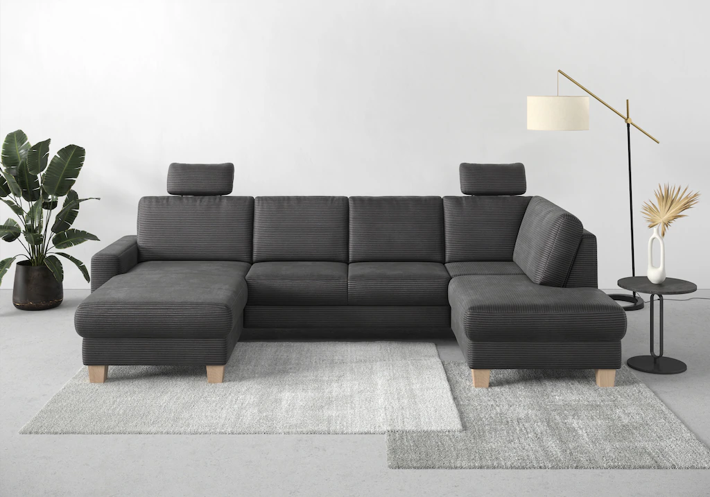 Bild von Home affaire Wohnlandschaft "Summer U-Form", mit oder ohne Bettfunktion und Bettkasten, Cord-Bezug