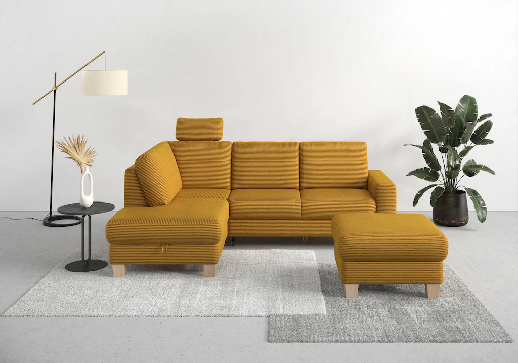 Bild von Home affaire Ecksofa "Summer L-Form", mit Ottomane, wahlweise mit Bettfunktion und Bettkasten, Cord-Bezug