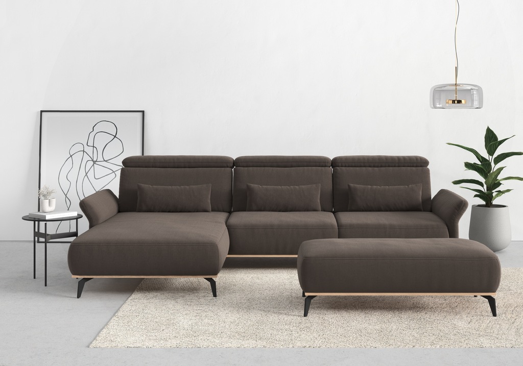 Bild von Places of Style Ecksofa "Fjord L-Form", massiv, wahlweise mit Armlehnfunktion, Kopf- Sitztiefenverstellung