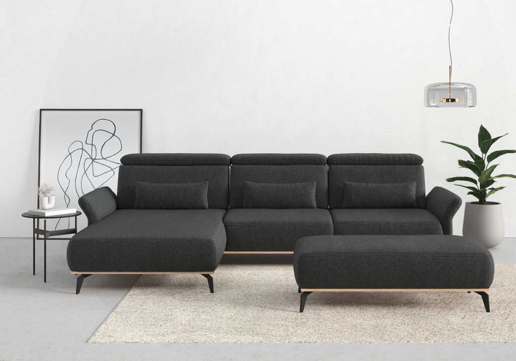 Bild von Places of Style Ecksofa "Fjord L-Form", massiv, wahlweise mit Armlehnfunktion, Kopf- Sitztiefenverstellung