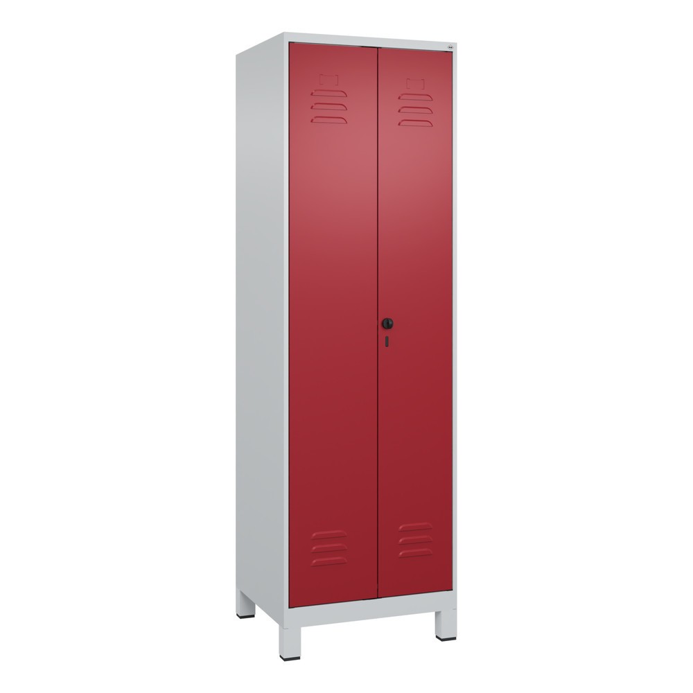 Bild von C+P Wäsche-/Kombispind Classic PLUS, Füße, 2 Abteile, 1950x600x500mm, 7035/3003 Verschluss Sicherheits-Drehriegel Front RAL 3003 Rubinrot