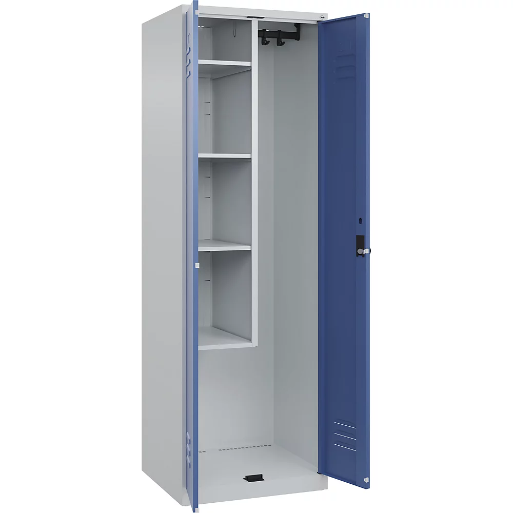 Bild von C+P Putzmittel-Spind Classic PLUS, 2 Abteile, 1850x600x500mm, 7035/5023 Verschluss Sicherheits-Drehriegel