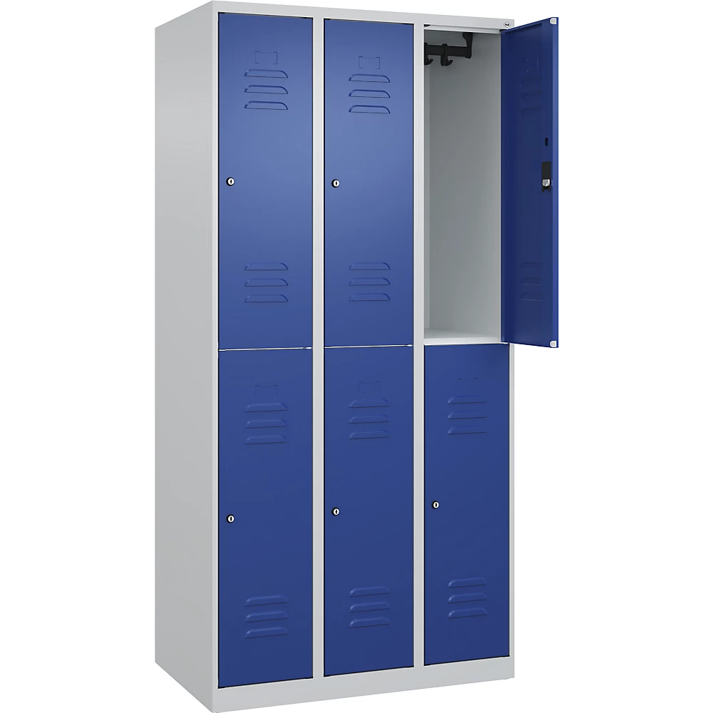 Bild von CP Spind Classic Plus lichtgrau, enzianblau 080300-30 S10046, 6 Schließfächer 90,0 x 50,0 x 185,0 cm