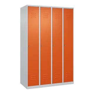 Bild von C+P Spind Classic PLUS, 4 Abteile, 1850x1200x500mm, 7035/2004 Verschluss Zylinderschloss 3 Garderobenhaken