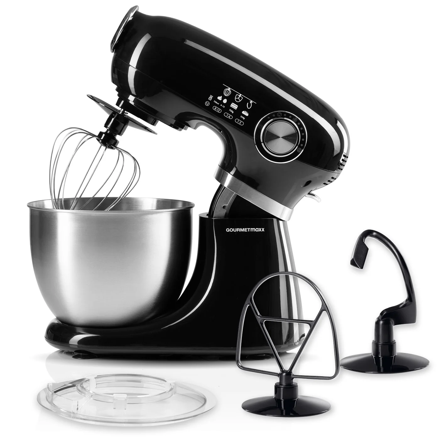 Bild von GOURMETmaxx Küchenmaschine 5L 12 Stufen, 1000 W, inkl. Rührschüssel & Aufsätze leistungsstarker Mixer mit Schneebesen