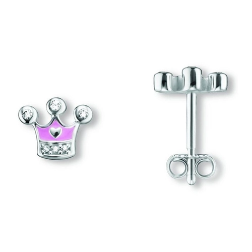 Bild von ONE ELEMENT Paar Ohrhänger Zirkonia Krone – Elegante Ohrstecker aus 925 Silber