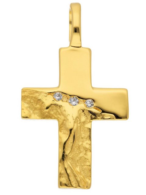 Bild von Adelia´s Kettenanhänger 333 Gold Kreuz Anhänger, mit Zirkonia Goldschmuck für Damen & Herren