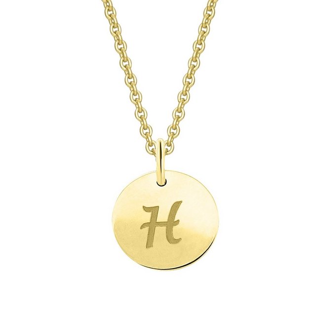 Bild von ONE ELEMENT Kettenanhänger Buchstabe H Buchstaben Anhänger aus 333 Gelbgold Ø 11,0 mm, Damen Gold Schmuck Buchstabe H