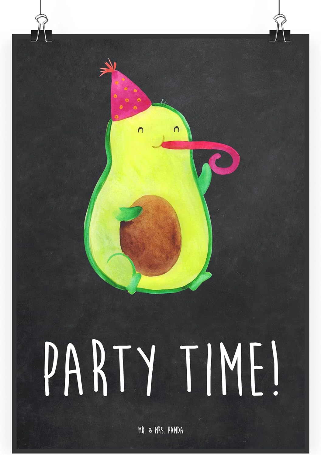 Bild von Mr. & Mrs. Panda Poster Avocado Party Zeit DIN A1 - Kreidetafel