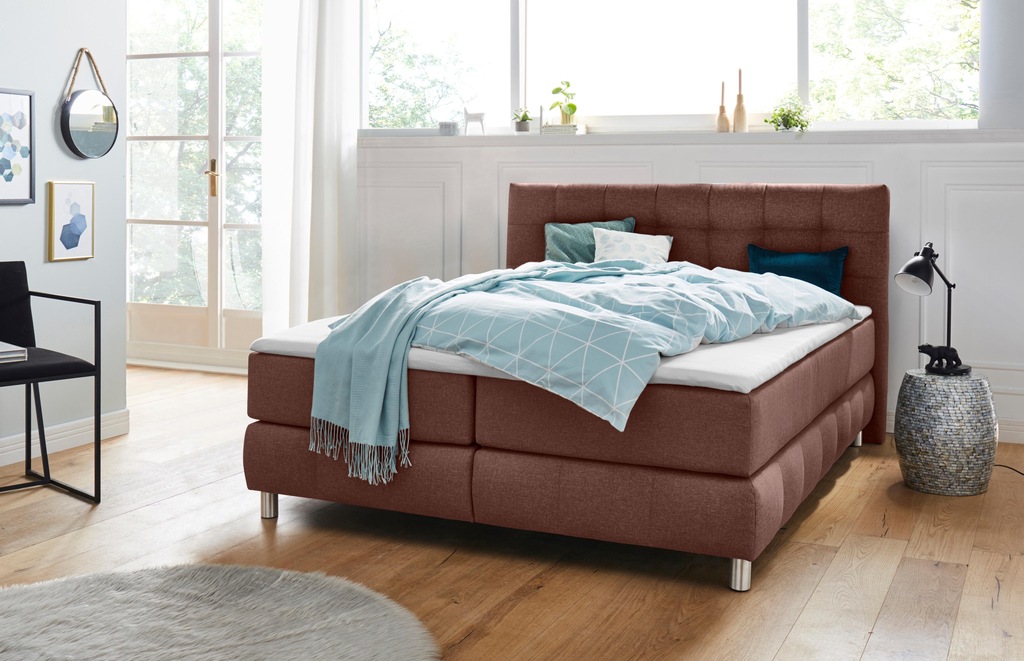Bild von andas Boxspringbett "Salo XXL", in Samtoptik oder Struktur, 6 Breiten in Überlänge 220cm, 4 Härtegrade