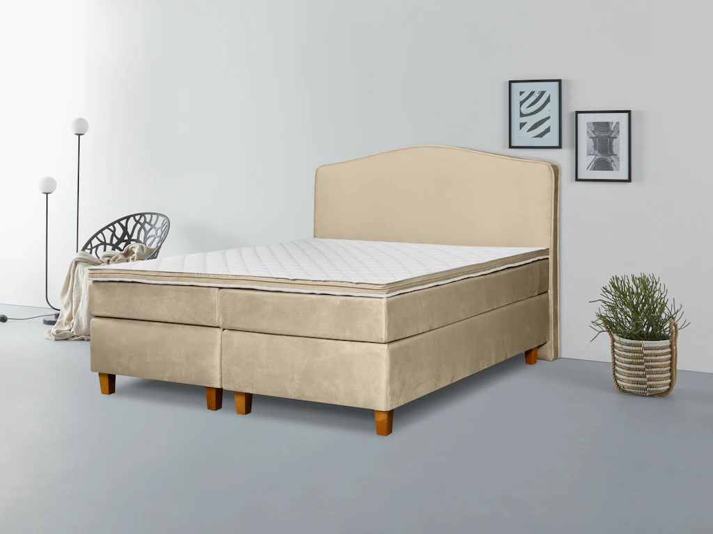 Bild von INOSIGN Boxspringbett "Jalma", Füße aus massiver Birke ; Inkl. Topper