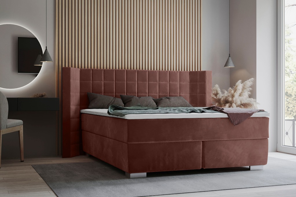 Bild von Places of Style Boxspringbett "Piazza", mit Steppung und Kopfteil mit seitlichen Flügeln